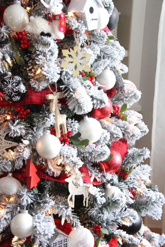 Albero Di Natale Innevato Decorato Rosso Un albero di Natale innevato? Eccone 15 bellissimi per ispirarvi...