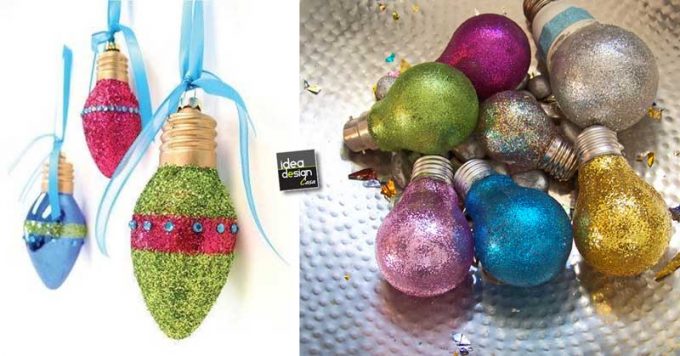 Decorazioni Natalizie Con Glitter.Palline Natalizie Fai Da Te Con Vecchie Lampadine 20 Idee Tutorial