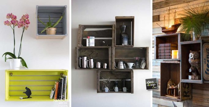 Mensole fai da te con cassette di legno!20 idee per ispirarvi