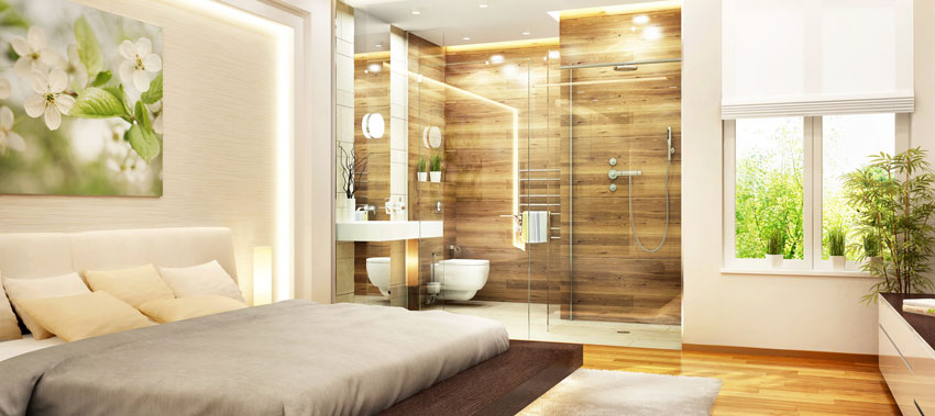 Moderni bagni piccoli bellissimi in camera da letto.