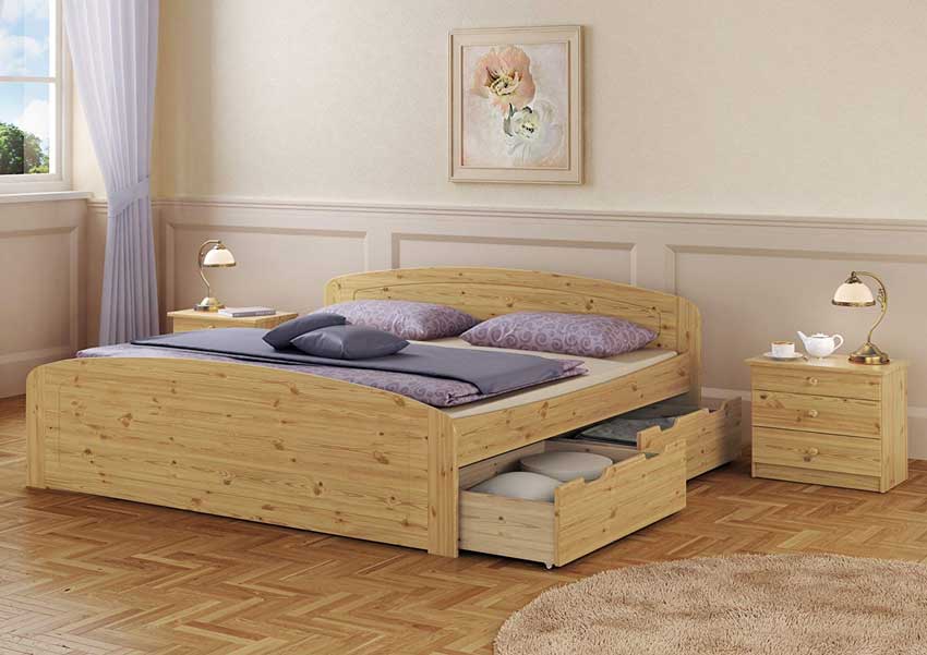 Camere da letto moderne con letti in legno con contenitore.