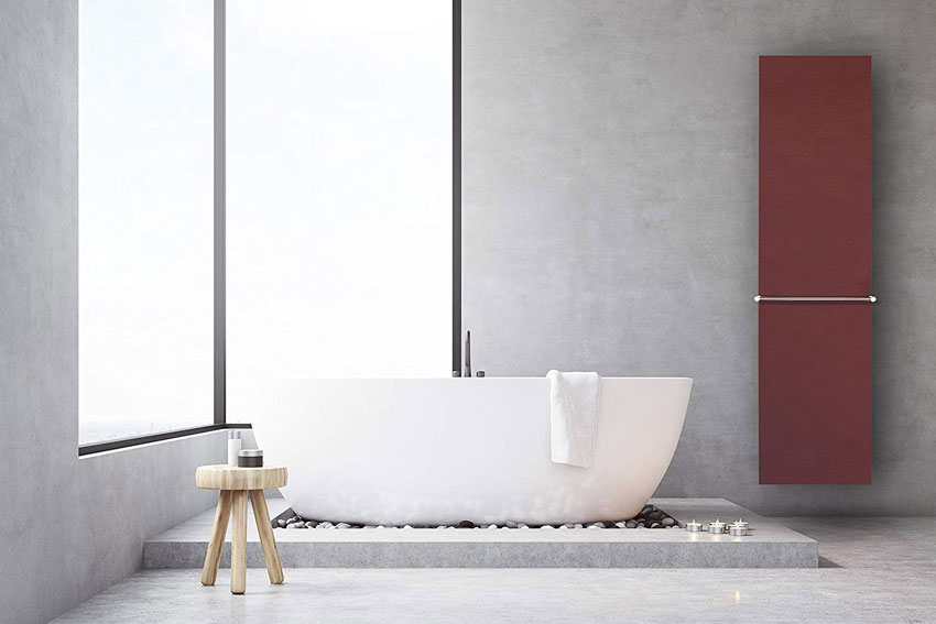 termosifoni design rosso in bagno.