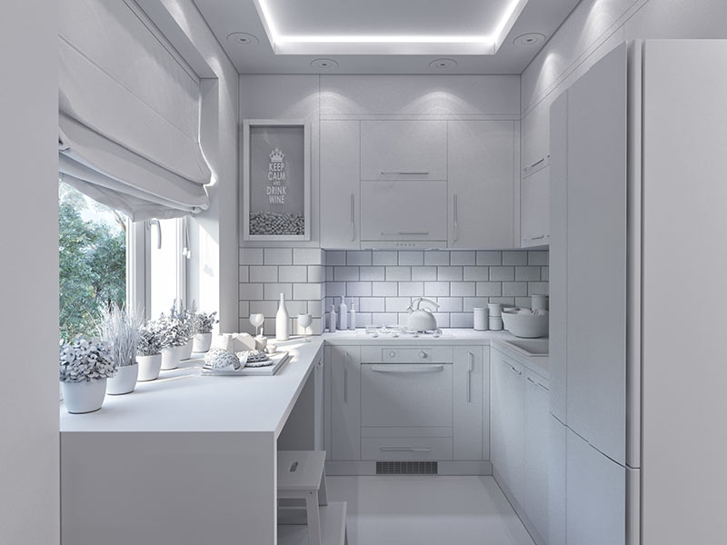 Cucina bellissima ad U total white.