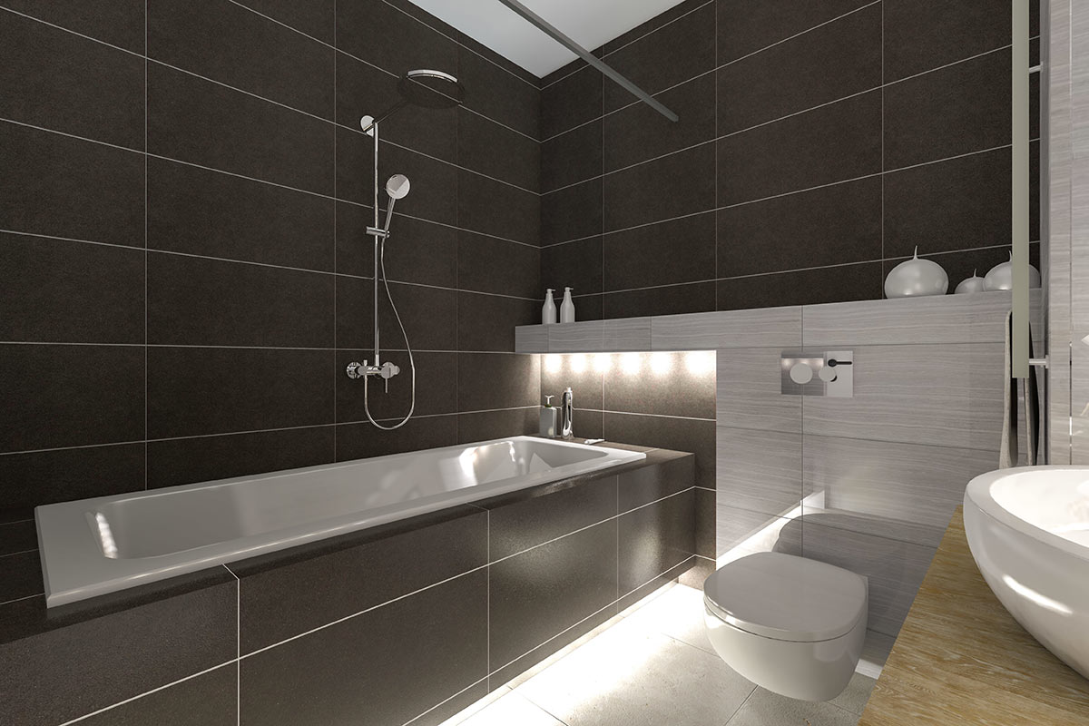 Bagno design nero e grigio.