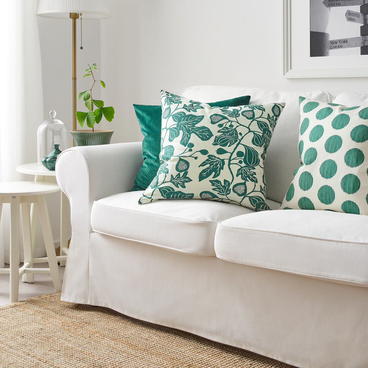 AEIOAE Set 2 Federe Per Cuscini 50x50 Cm Con Foglie Di Eucalipto Verde Salvia - Motivo Floreale, Cerniera Nascosta, Per Divano E Letto