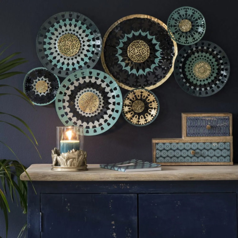 3 Decorazioni Da Parete Con Fiori In Metallo – Rustiche, Color Nero, Dimensioni 15/20/30 Cm, Per Soggiorno E Ingresso