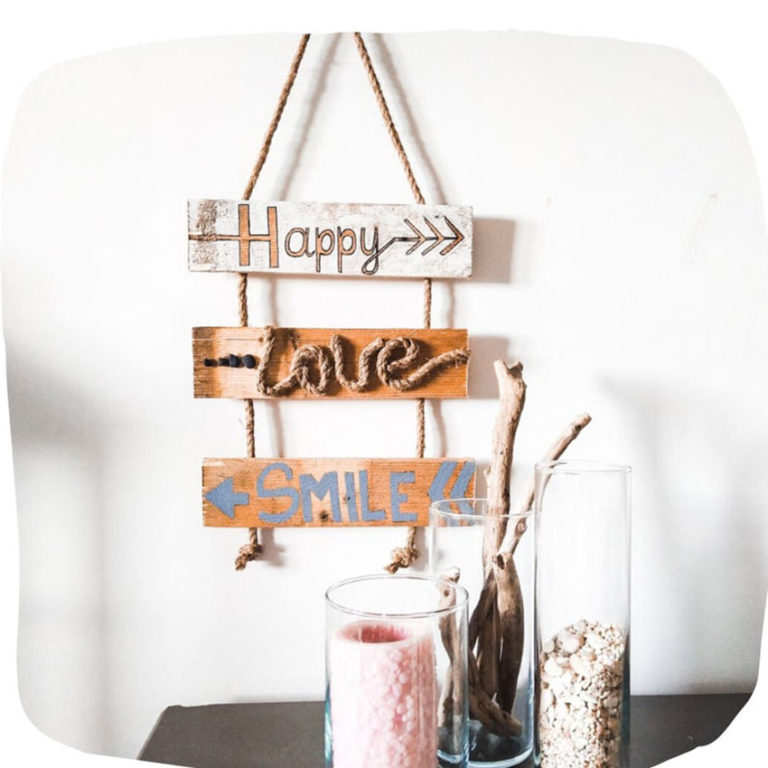 HSUYUN Targhe Decorative In Legno "Love You Bye" - Set Di 2 Scritte Per Parete, Nero E Marrone Chiaro Con Adesivi - 2