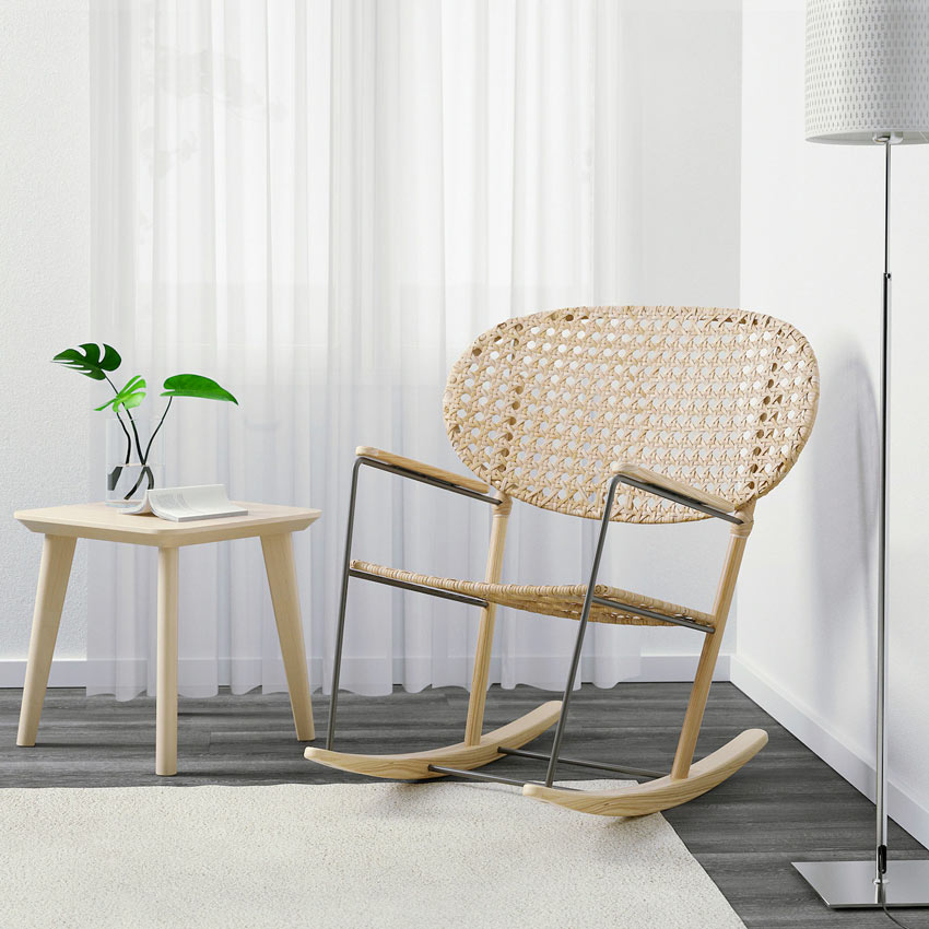 sedia a dondolo IKEA in rattan