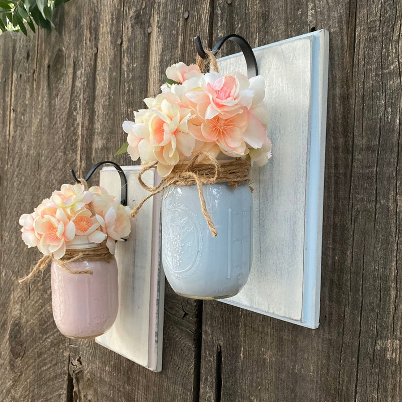 Lgs Barattolo In Vetro Con Corda – Vaso Rustico Da Appendere – Stile Shabby Chic Per Fiori Secchi O Candele – 20,3 Cm
