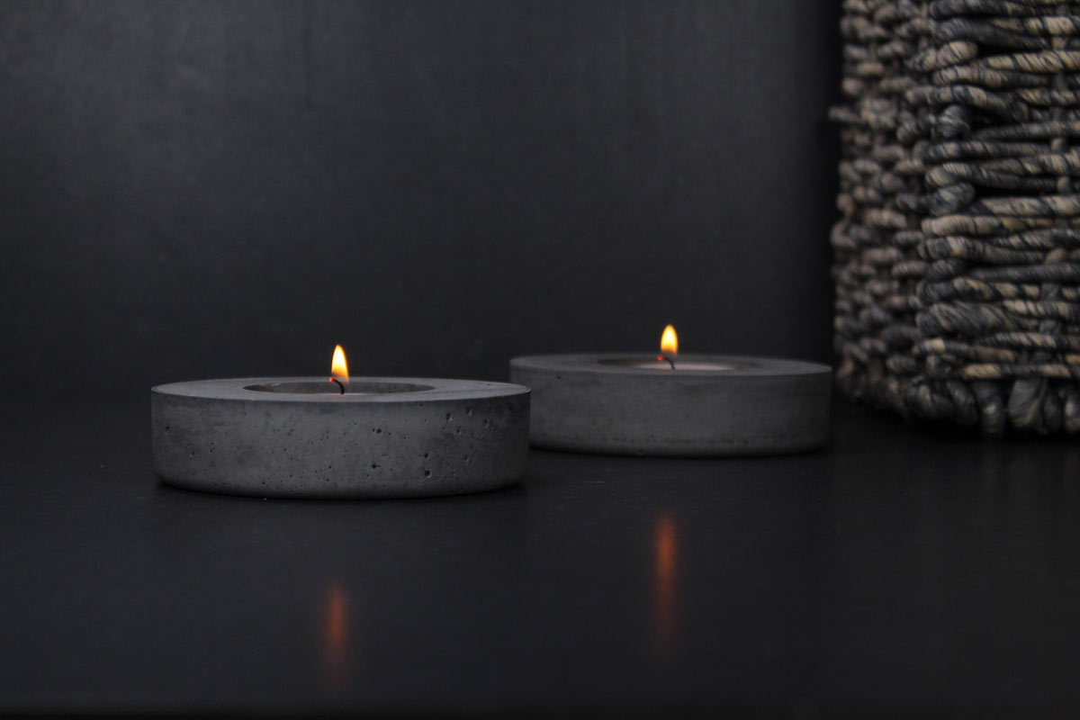 porta candele Creatività con calcestruzzo.