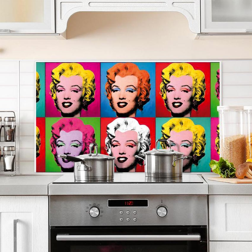 Paraschizzi per cucina con stampa Marilyn Pop art