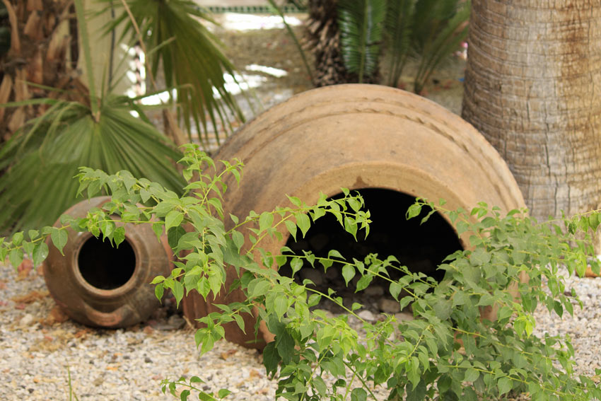 vasi di terracotta in giardino