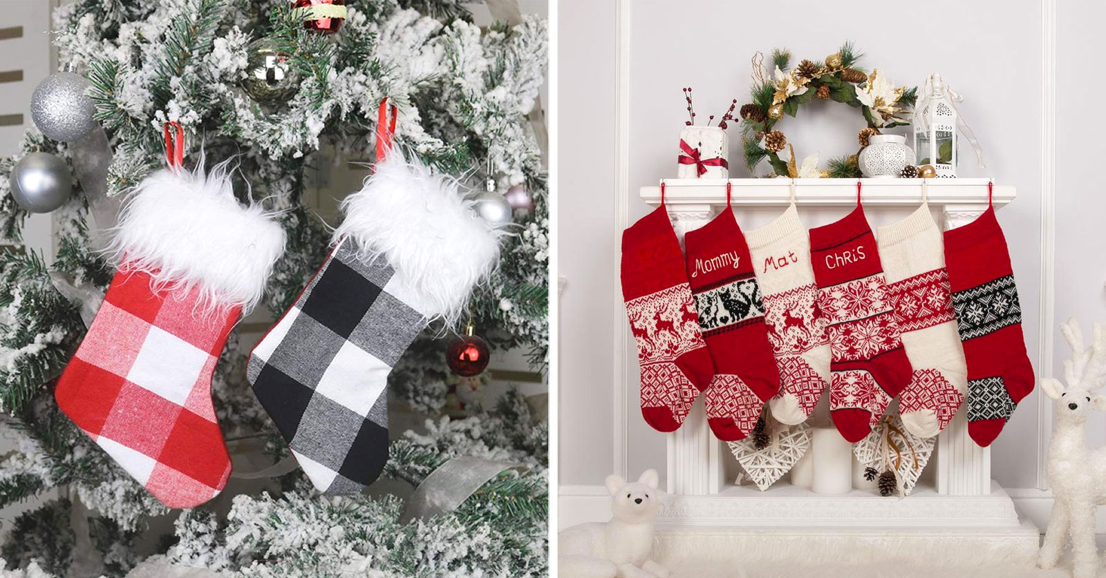 motivo: Babbo Natale 3 pezzi renna e renna 47 cm decorazioni natalizie per tutta la famiglia Calze natalizie in feltro 