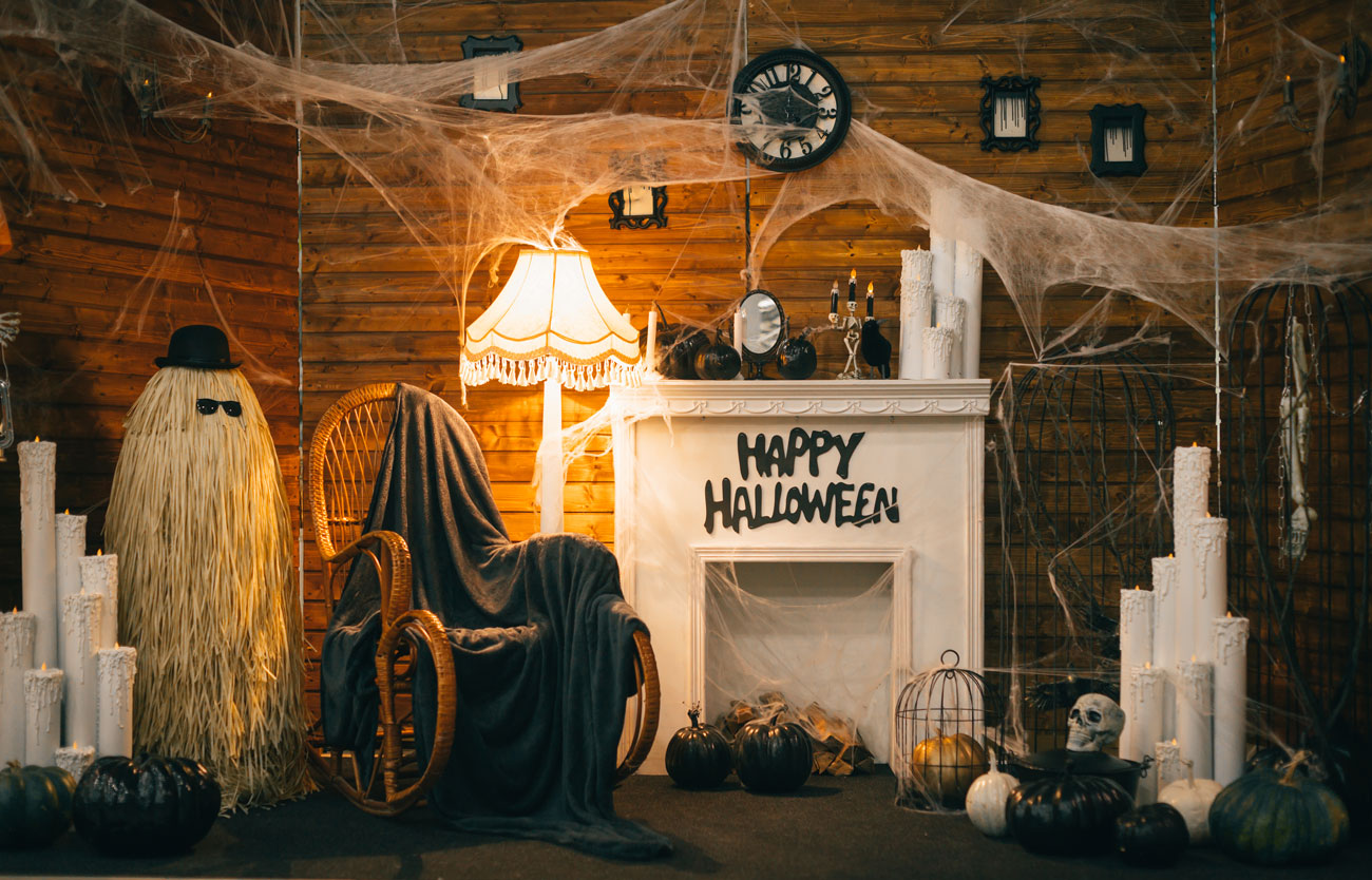 decorazioni di Halloween per il caminetto