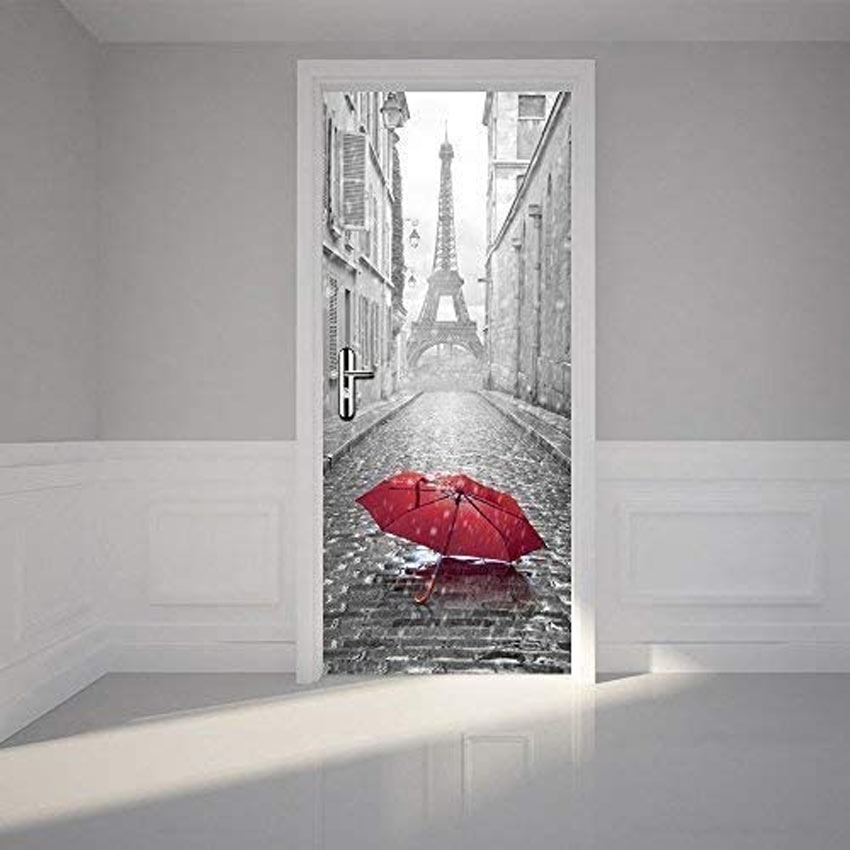 Porta originale decorata con sticker adesivo con Tour Eiffel.