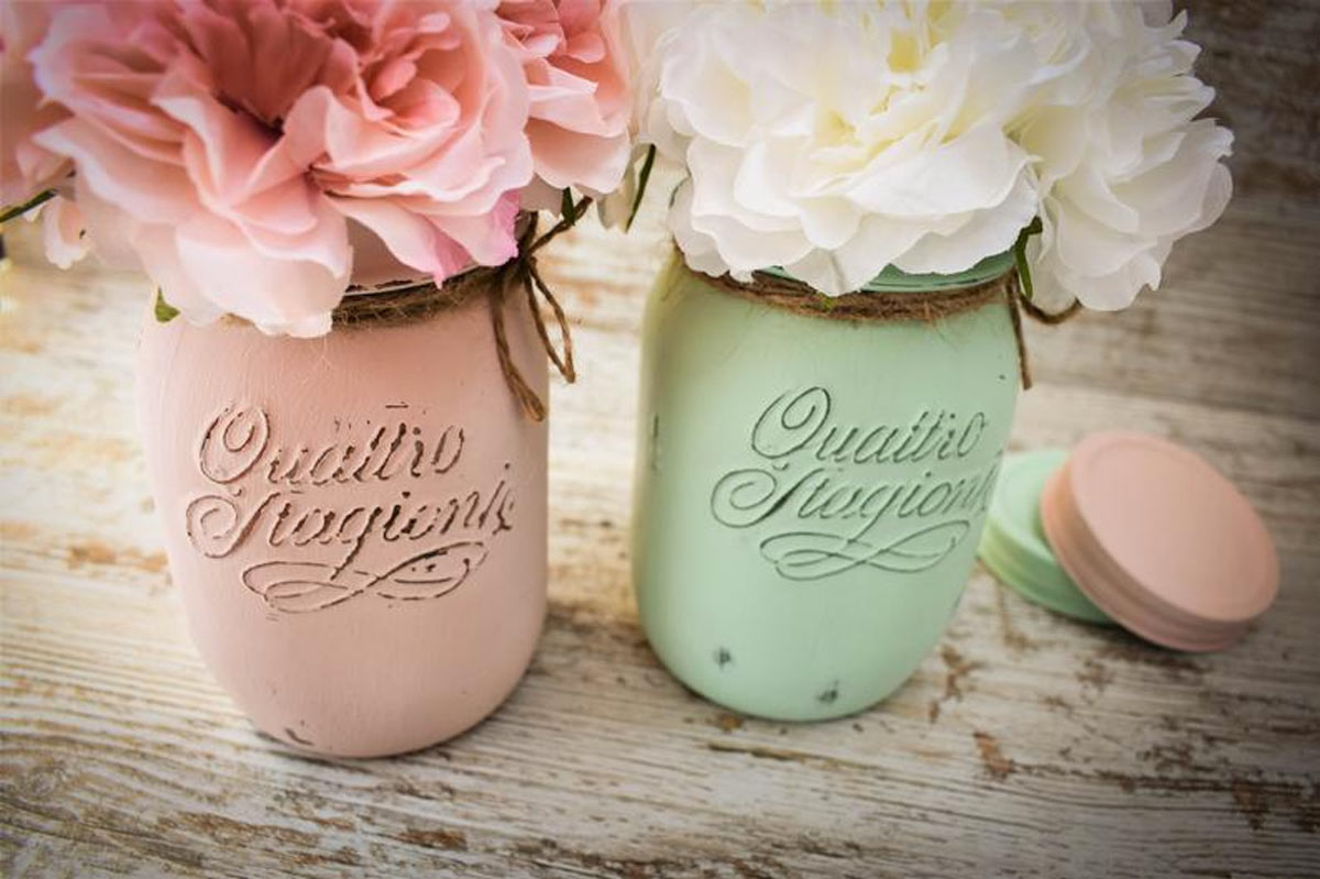 Vaso stile shabby con riciclo.