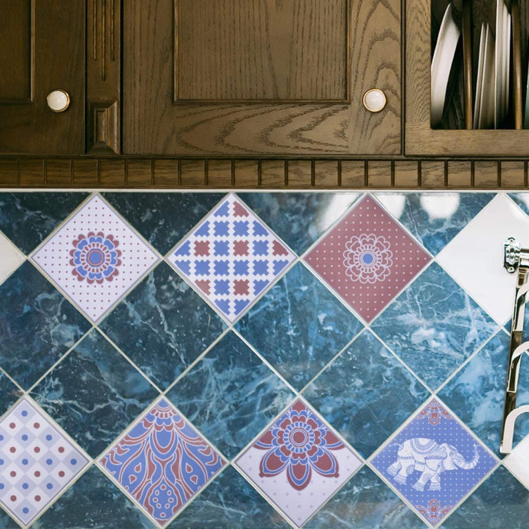 AMOYUN 12 Pezzi Adesivi per Piastrelle, Piastrelle Adesive Cucina Retro Piastrelle Adesive per Cucina 15x30cm Autoadesiva Resistente al Calore Impermeabile Vinile Decorazione Della Casa per Bagno