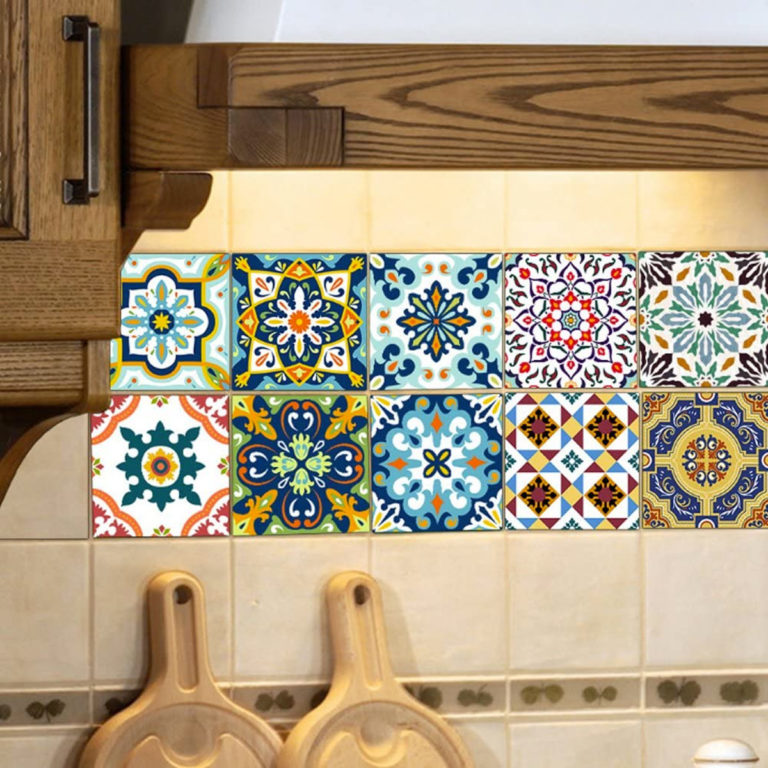 JUNART Adesivi Per Piastrelle Da Cucina E Bagno – PVC Ispessito, Effetto Pietra Calcare Blu, 12 Fogli 30x15 Cm