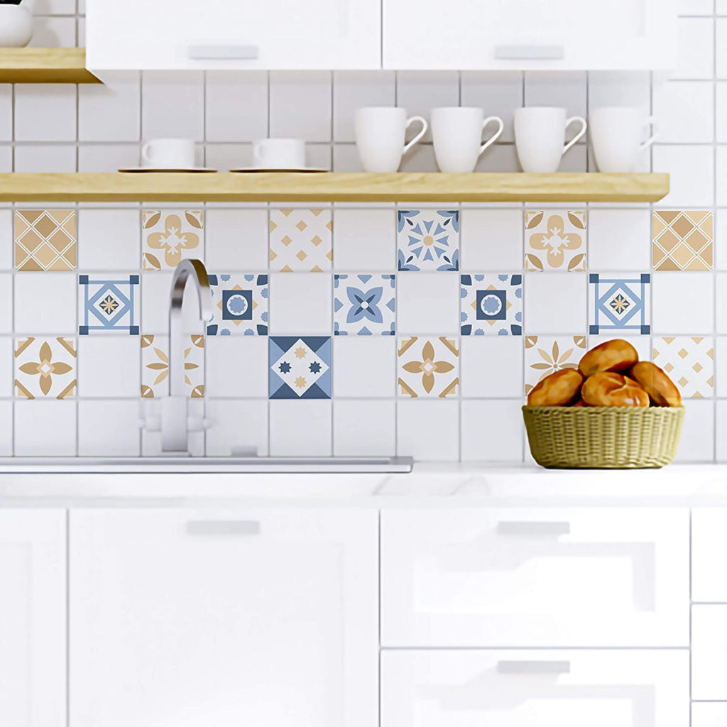 Piastrelle Adesive Cucina Marmo Marrone Beige Pavimento Pvc Adesivo