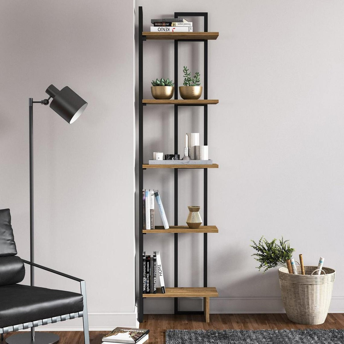 Libreria stile industriale arredamento.