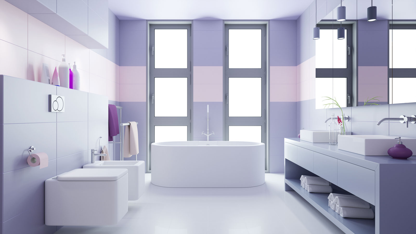 Color malva in bagno.