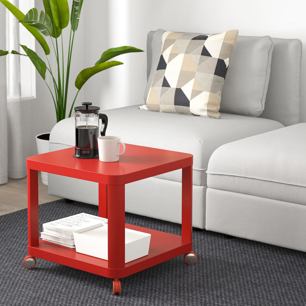 Vagusicc Tavolino A Forma Di C Per Divano E Letto - 2 Pezzi Con Borsa Portaoggetti E Vassoio TV - Scorrevole E Salvaspazio (41x29x71cm)