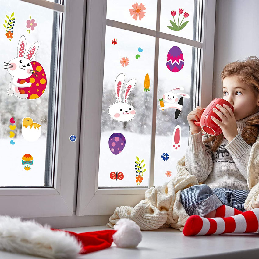 Decorazioni pasquali per finestre con stickers adesivi.