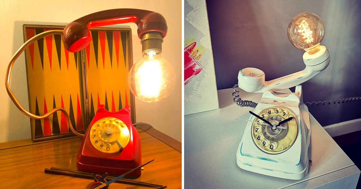 lampada particolare per la casa con il riciclo di un vecchio telefono
