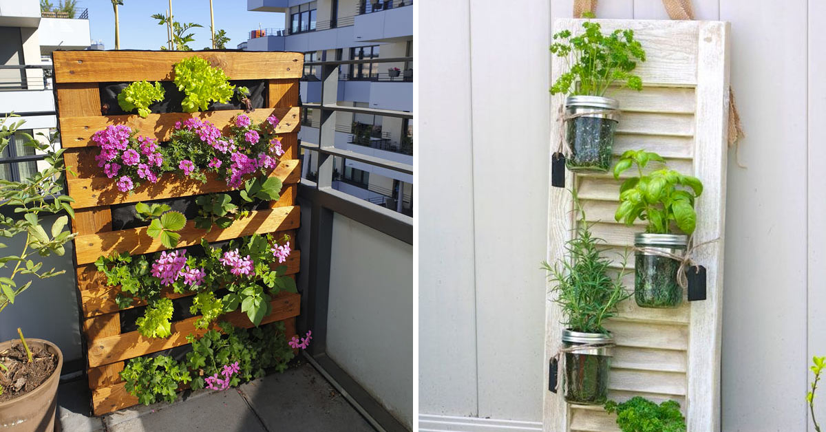 giardino verticale balcone riciclo