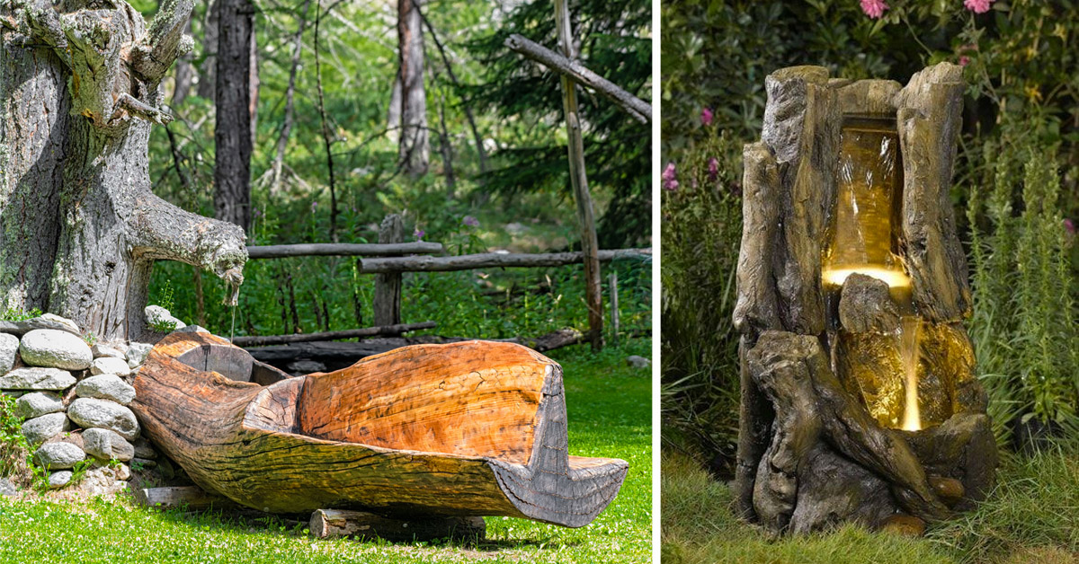 fontana in legno fai da te in giardino