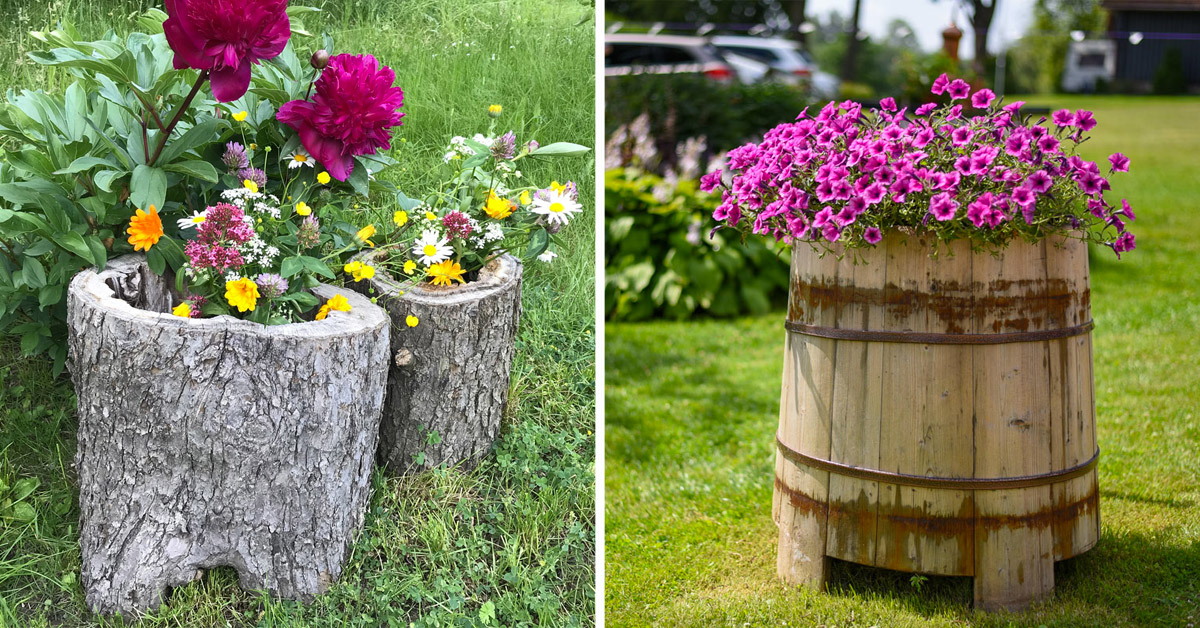 vaso di fiori creativo in giardino