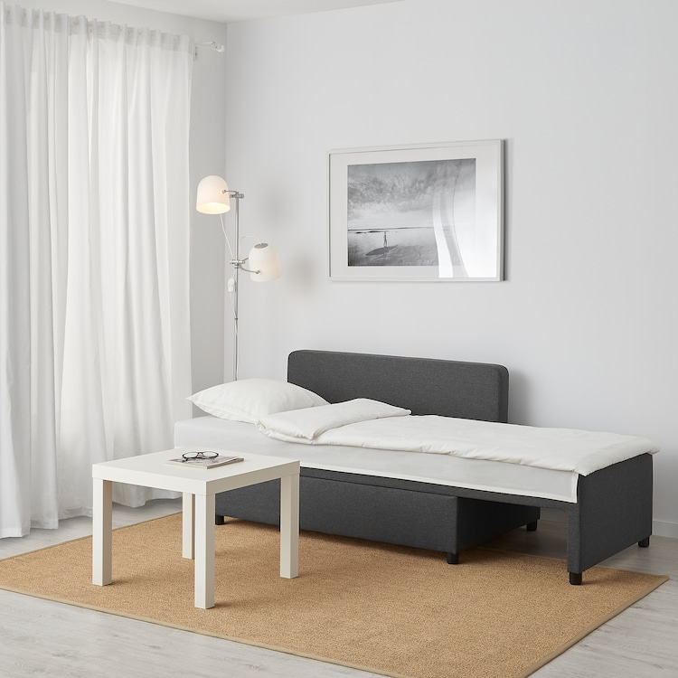 BYGGET IKEA Chaise-longue divano letto Knisa grigio scuro con contenitore