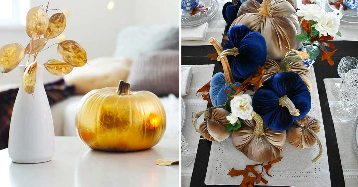 Luxury Halloween: zucche decorate in modo chic.