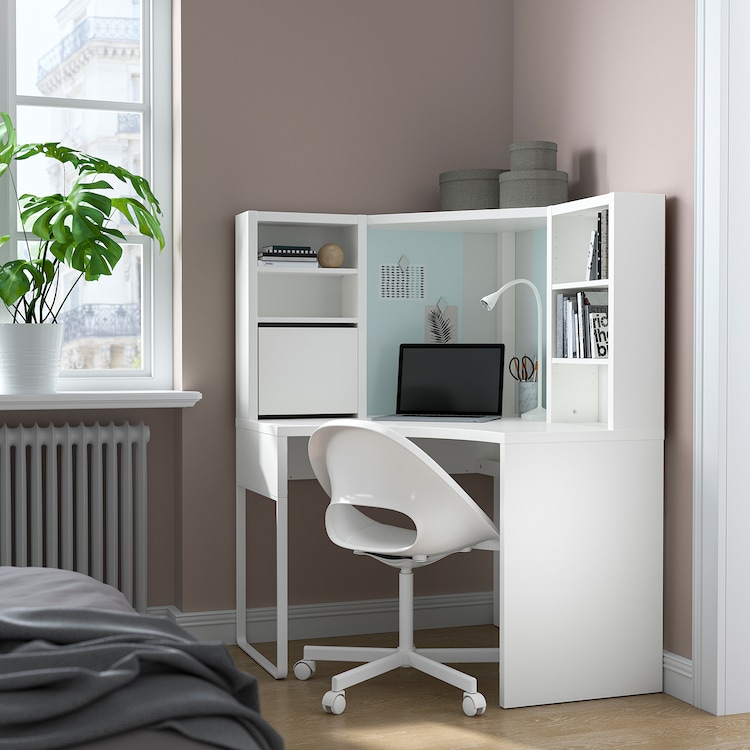MICKE Mobile studio angolare, bianco, 100x142 cm