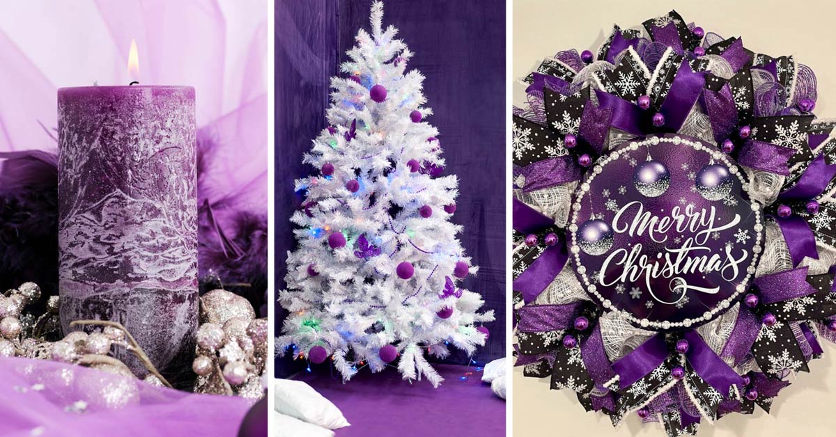 Idee di decorazioni natalizie viola.