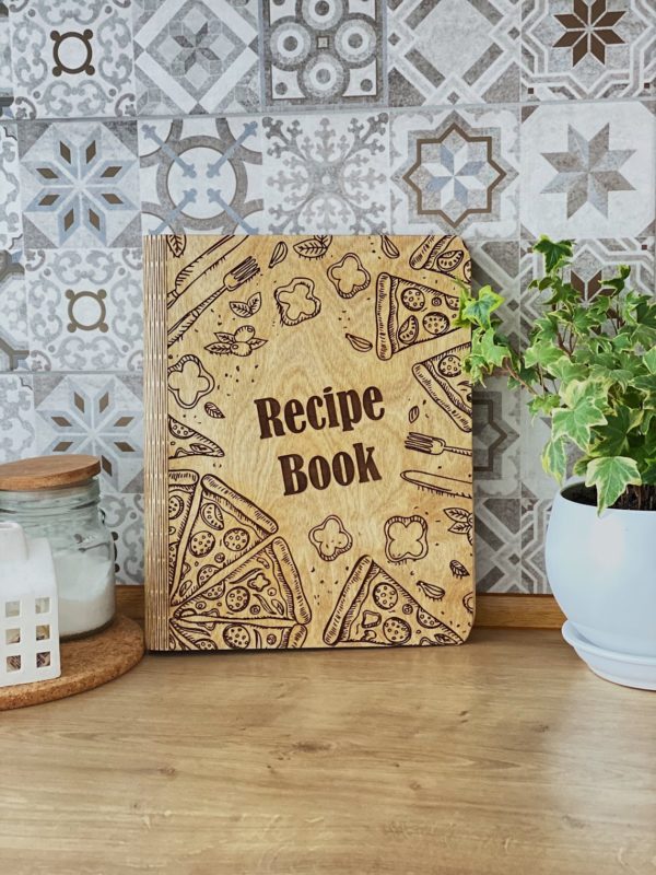 Raccoglitore di ricette in legno libro di cucina vuoto immagine 1