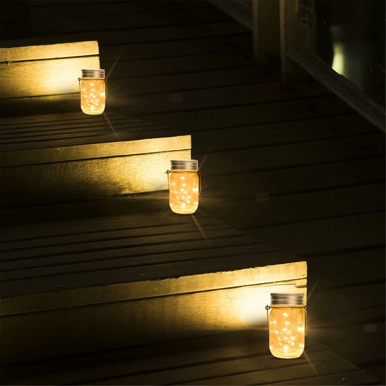 Appendere Solar Mason Jar Lid Lights 6 Pack 15 Led String image 4