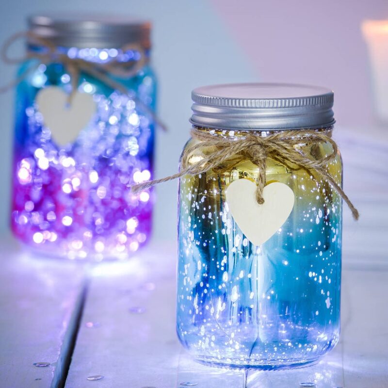 Light Up LED Night Light-Sparkle Ombre Light Firefly Jar immagine 1