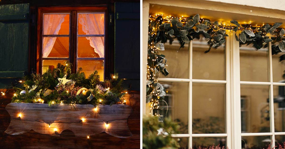 Decorare le finestre lato esterno per Natale.