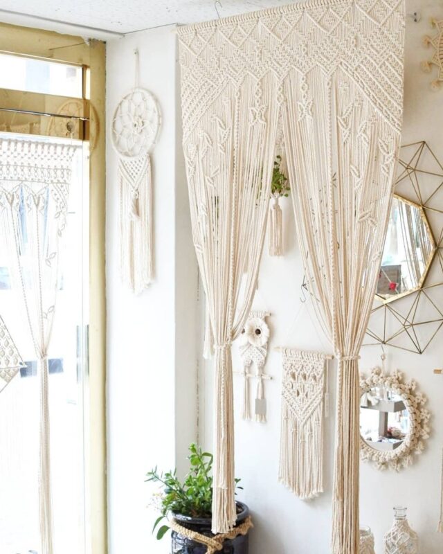 Novità 2022 Fatto a mano Macrame Crochet Curtain Boho / Boho immagine 1