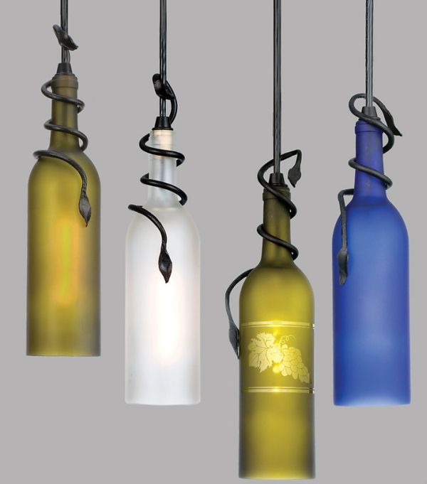Brillanti lampade a sospensione per bottiglie di vino