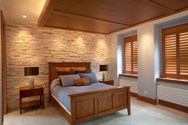 19 Elegant Stone Wall Bedroom Design Ideas