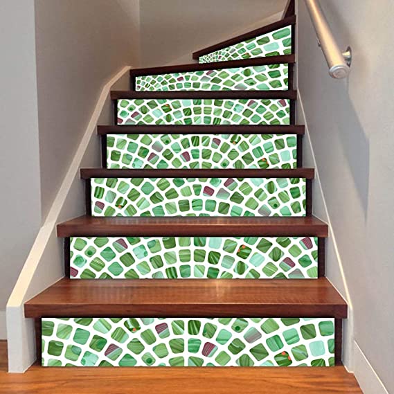 Fai Te Self-sticking Adesivo Parete Creativo Semplice Verde Scuro Mosaico Passo Adesivi Per Scale 18 * 100 Cm 6 Pezzi