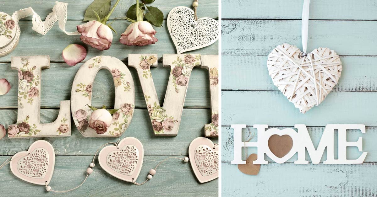 Decorare con le lettere stile shabby chic.