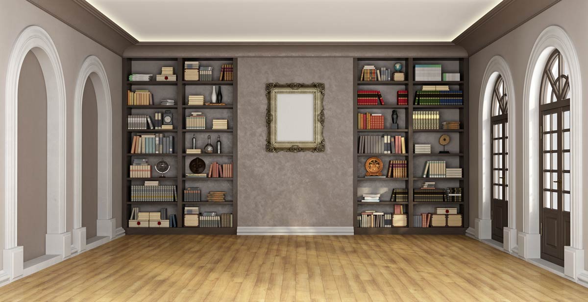 Libreria in legno a parete.