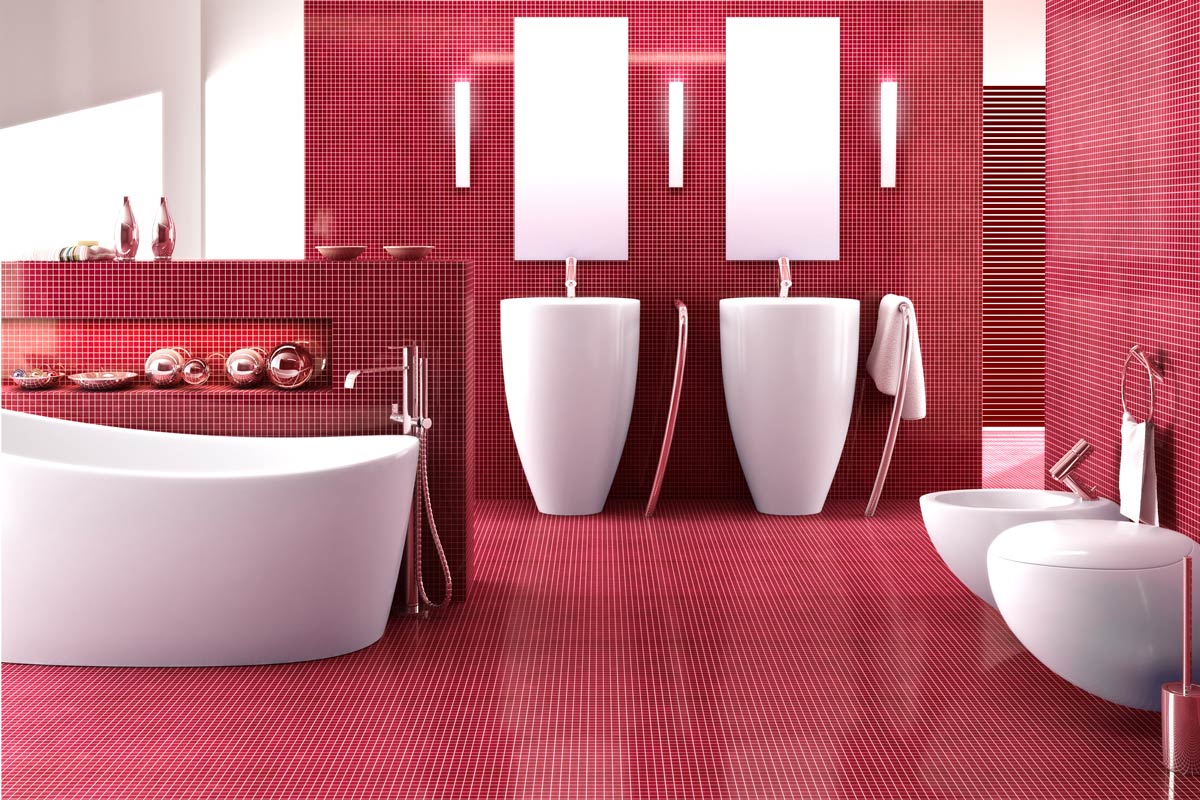 piastrelle rosse per il bagno