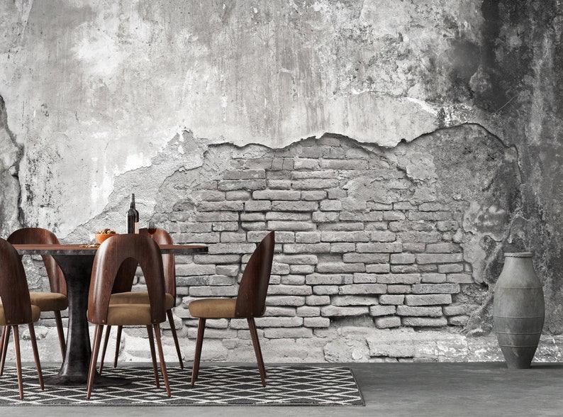 White Brick Wallpaper Rustic Country Industrial Texture Stone immagine 1