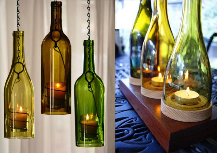 lampada fai da te con bottiglie di vetro stile vintage