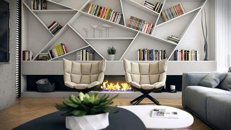 pareti attrezzate in cartongesso con libreria design
