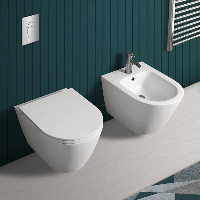 Wc Sospeso Rimless Serie Feeling In Ceramica Bianco Opaco Matt - 2